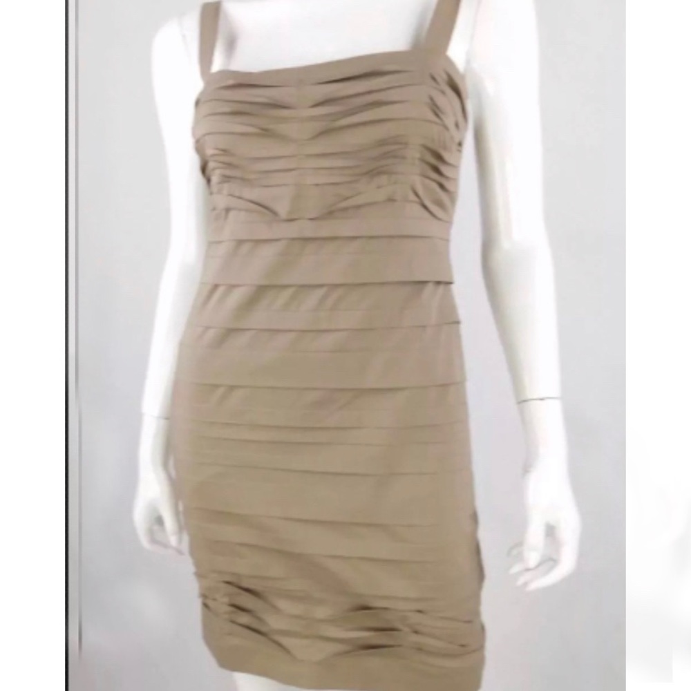 BCBG Mini Tiere Strap Dress Gravel Size 10 EUC